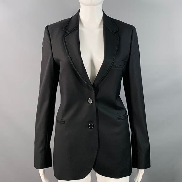 PAUL SMITH Size 6 Black Wool Twill Notch Lapel Jacket Blazer - Picture 1 of 9